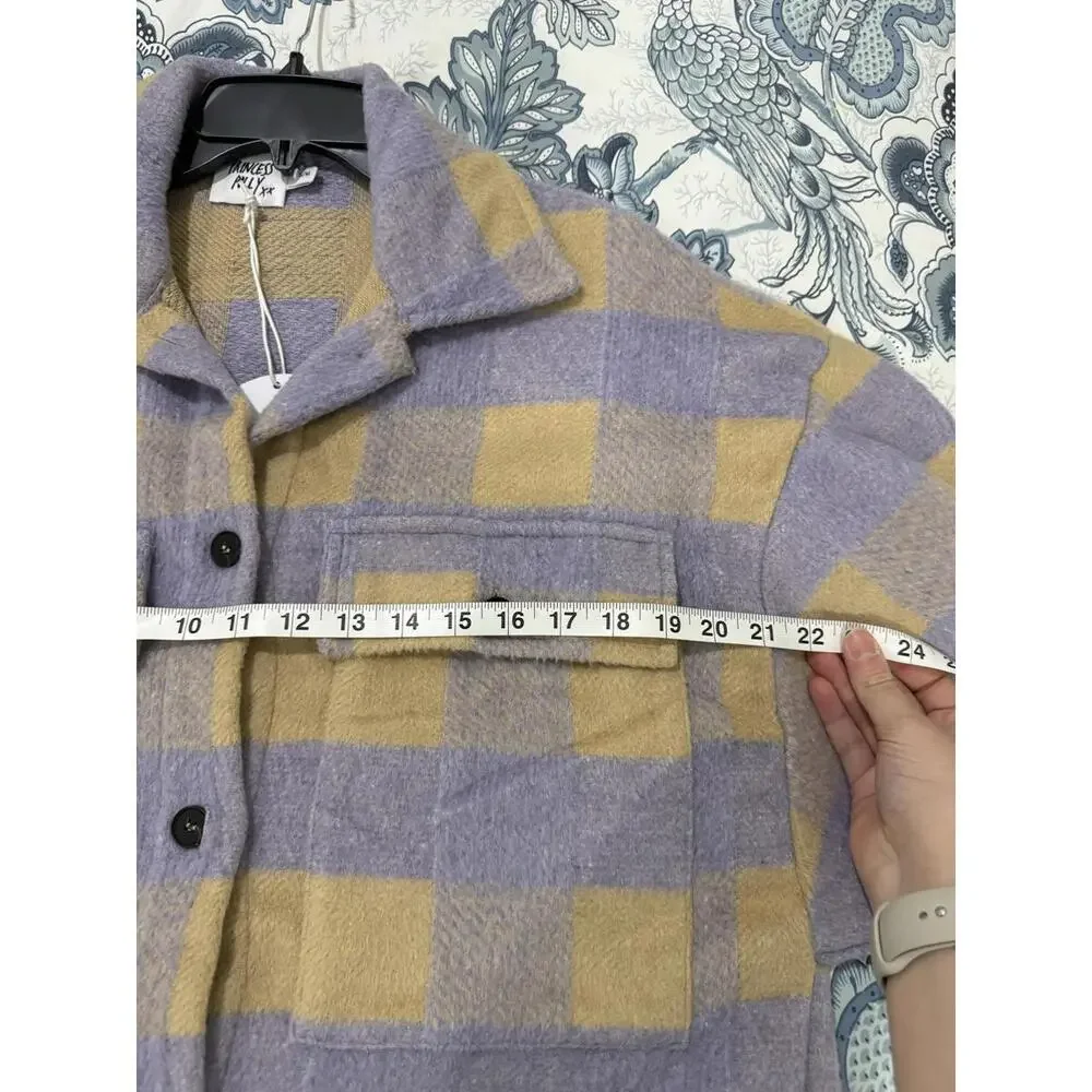 NWT Princess Polly Keelee Purple Plaid Oversized Jacket- Size Small/Medium - Picture 8 of 9
